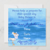 Triplets BOY Baby shower Invitation Kaart (Achterkant)