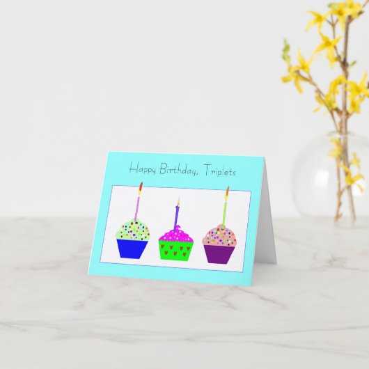 Triplets Carte d'anniversaire (Fleur jaune)