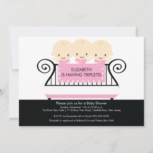 TRIPLETS chic dans Invitation Baby shower d'enfant (Devant)
