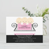 TRIPLETS chic dans Invitation Baby shower d'enfant (Debout devant)