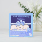 TRIPLETS DE GARÇON BABY SHOWER INVITATION (Debout devant)
