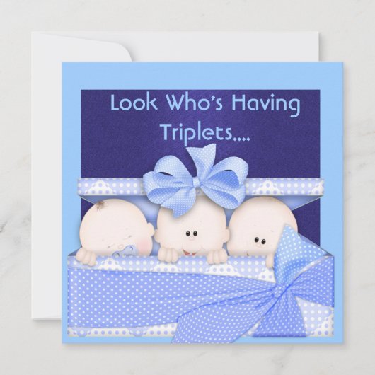 TRIPLETS DE GARÇON BABY SHOWER INVITATION (Devant)