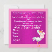 TRIPLETS FILLES BABY SHOWER INVITATION (Dos)