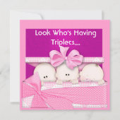 TRIPLETS FILLES BABY SHOWER INVITATION (Devant)