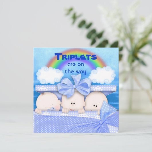 Triplets GARY Baby shower Invitation (Debout devant)