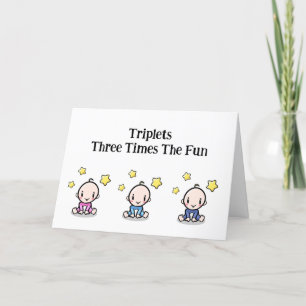 Triplets Gefeliciteerd Kaart, 1 meisje en 2 jongen Bedankkaart