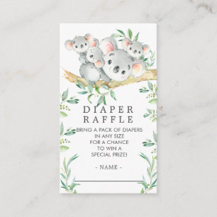 Triplets Koala Baby shower Luier Raffle Ticket Informatiekaartje