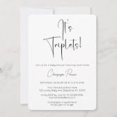 Triplets Modern Script Baby shower Invitation Kaart (Voorkant)