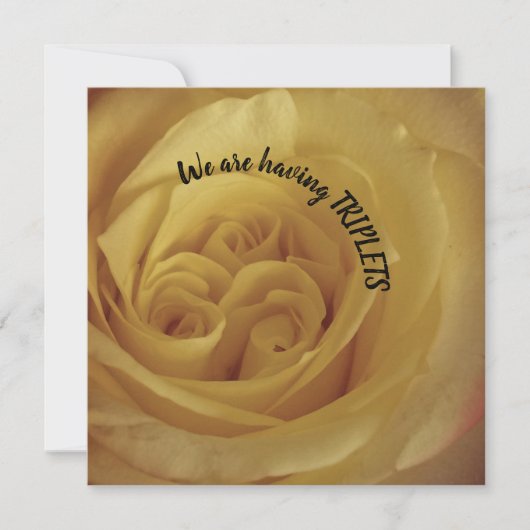 Triplets Rose jaune Faire-part bébé (Devant)