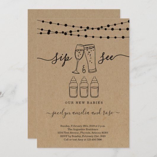 Triplets Sp & See Bubbles & Brews Kaart (Voorkant / Achterkant)