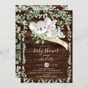 Triplets Sweet Koala Oears Baby shower Invitation