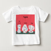 Triplets Tee Shirt for Boy in Red met dieren (Voorkant)
