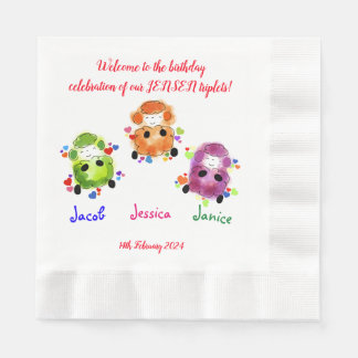 Triplets verjaardagsfeest servet