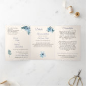 Tripli bleu Floral Faire-part de mariage d'eau (Intérieur)