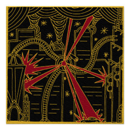 Tripod aanvallen Art Deco-Poster Perfect Poster