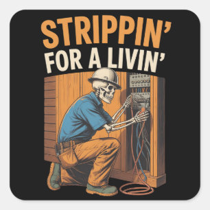 Trippin 'voor een leuke elektricien met skelet vierkante sticker