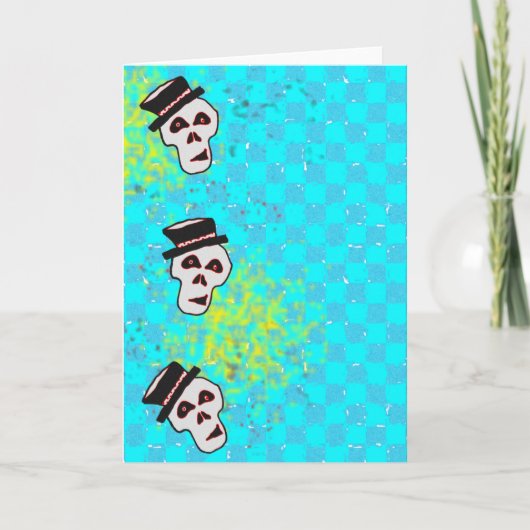 TRIPPLE SKULL BLANC GREETING CARTE (Devant)