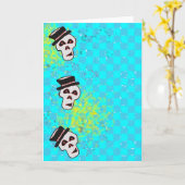 TRIPPLE SKULL BLANC GREETING CARTE (Fleur jaune)