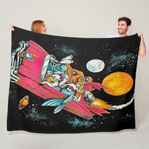 Trippy 70-retrocessie Alien Space Ride Art Fleece Deken