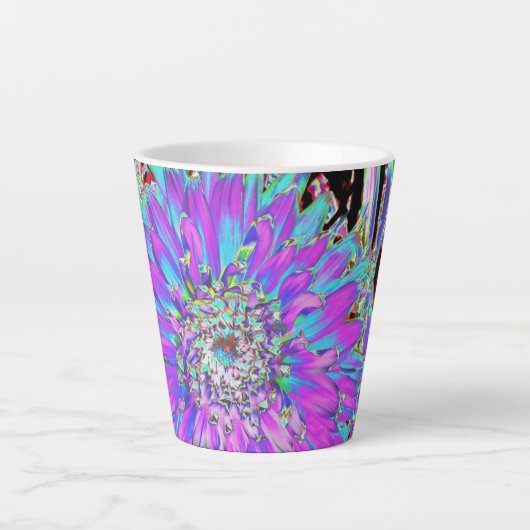 Trippy Abstract Aqua, Lime Green en Paars Dahlia Latte Mok (Voorkant)