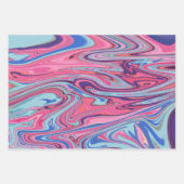 Trippy Abstract gemarmerde kunst in blauw en roze Inpakpapier Vel (Voorkant 2)
