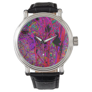 Trippy Abstract Rainbow Oriental Lily Flowers Horloge