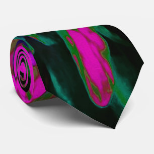 Trippy Abstract Retro Heet Roze en Zwarte Bloem Stropdas