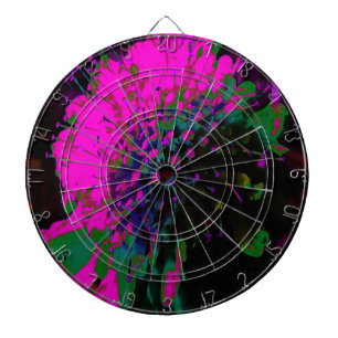 Trippy Abstract Retro Hot Pink en Black Flower Dartbord