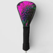 Trippy Abstract Retro Hot Pink en Black Flower Golfheadcover (Voorkant)