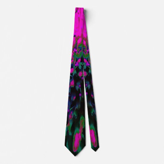 Trippy Abstract Retro Hot Pink en Black Flower Stropdas (Voorkant)