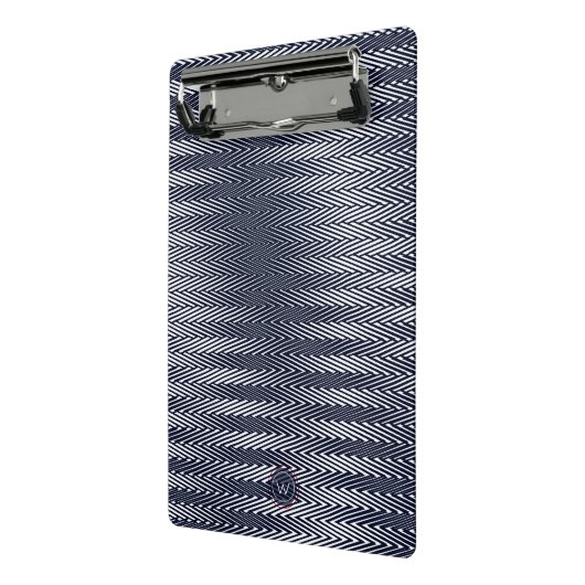 Trippy Abstract zwart-wit Stripes Rad Monogram Mini Klembord (Angled2)