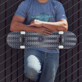 Trippy Abstract Zwart & Witte Strepen, Monogram Skateboard