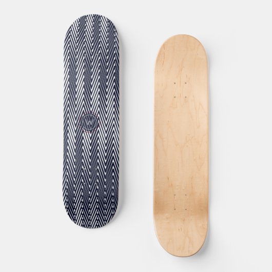 Trippy Abstract Zwart & Witte Strepen, Monogram Skateboard (Voorkant)