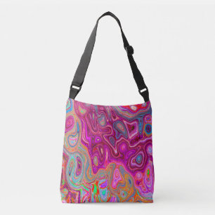 Trippy Abstracte Magenta Rainbow Colors Retro Art Crossbody Tas