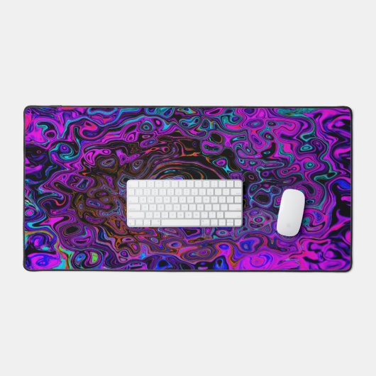 Trippy Black en Magenta Retro Liquid Swirl Bureaumat (Keyboard & Muis)