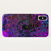 Trippy Black en Magenta Retro Liquid Swirl Case-Mate iPhone Case (Achterkant (horizontaal))