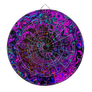 Trippy Black en Magenta Retro Liquid Swirl Dartbord