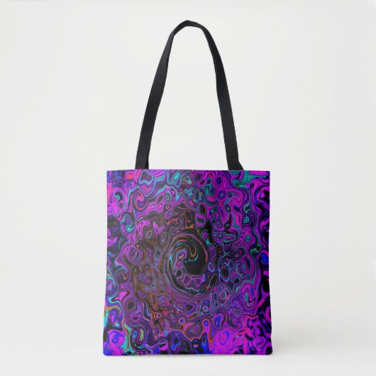 Trippy Black en Magenta Retro Liquid Swirl Draagtas (Voorkant)