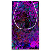 Trippy Black en Magenta Retro Liquid Swirl Klein Cadeauzakje (Achterkant)