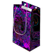 Trippy Black en Magenta Retro Liquid Swirl Klein Cadeauzakje (Achterkant Gekanteld)