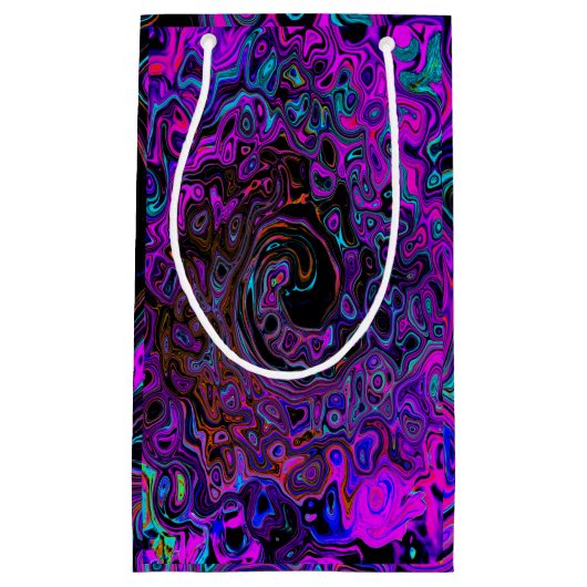 Trippy Black en Magenta Retro Liquid Swirl Klein Cadeauzakje (Voorkant)
