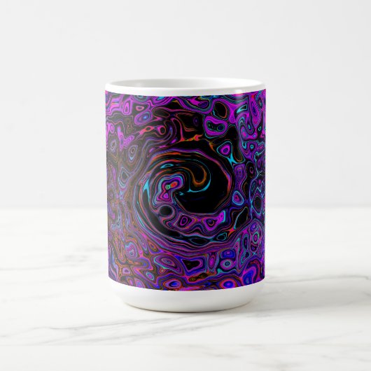 Trippy Black en Magenta Retro Liquid Swirl Magische Mok (Midden)