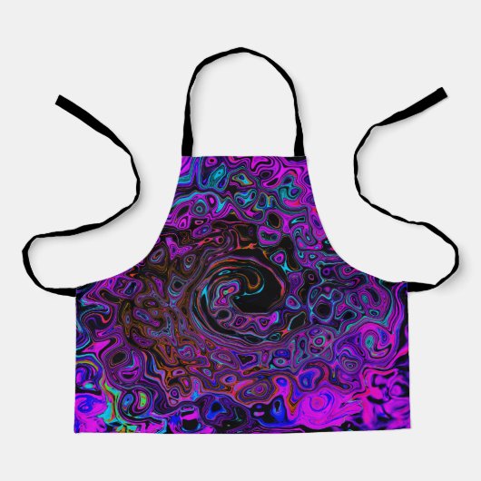 Trippy Black en Magenta Retro Liquid Swirl Schort (Voorkant)