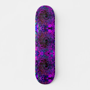 Trippy Black en Magenta Retro Liquid Swirl Skateboard