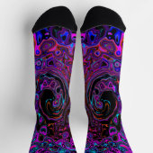 Trippy Black en Magenta Retro Liquid Swirl Sokken (Top)