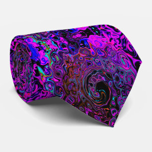 Trippy Black en Magenta Retro Liquid Swirl Stropdas