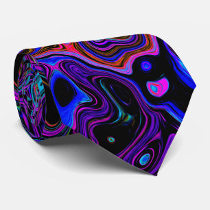 Trippy Black en Magenta Retro Liquid Swirl Stropdas