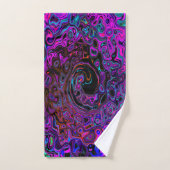 Trippy Black et Magenta Retro Liquid Swirl (Serviette à main)