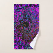 Trippy Black et Magenta Retro Liquid Swirl (Serviette à main)