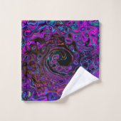 Trippy Black et Magenta Retro Liquid Swirl (Gant de toilette)